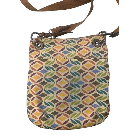 Fossil Multicolor Geometric Print Canvas Crossbody Bag with Leather Trim - Picture 2 of 10